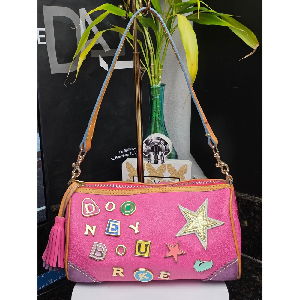 Dooney & Bourke Barrel Bag Pink Y2K Lindsay Lohan 2004 Star Tassel Charm Purse
